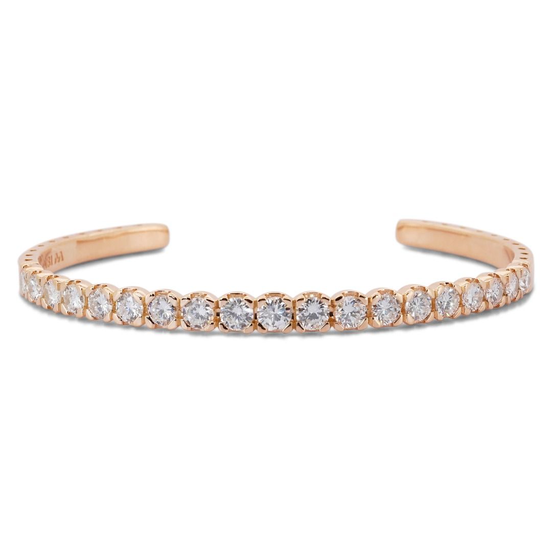 Gorgeous 4.30ct Round Brilliant Open Diamond Bangle - IGI Certificate