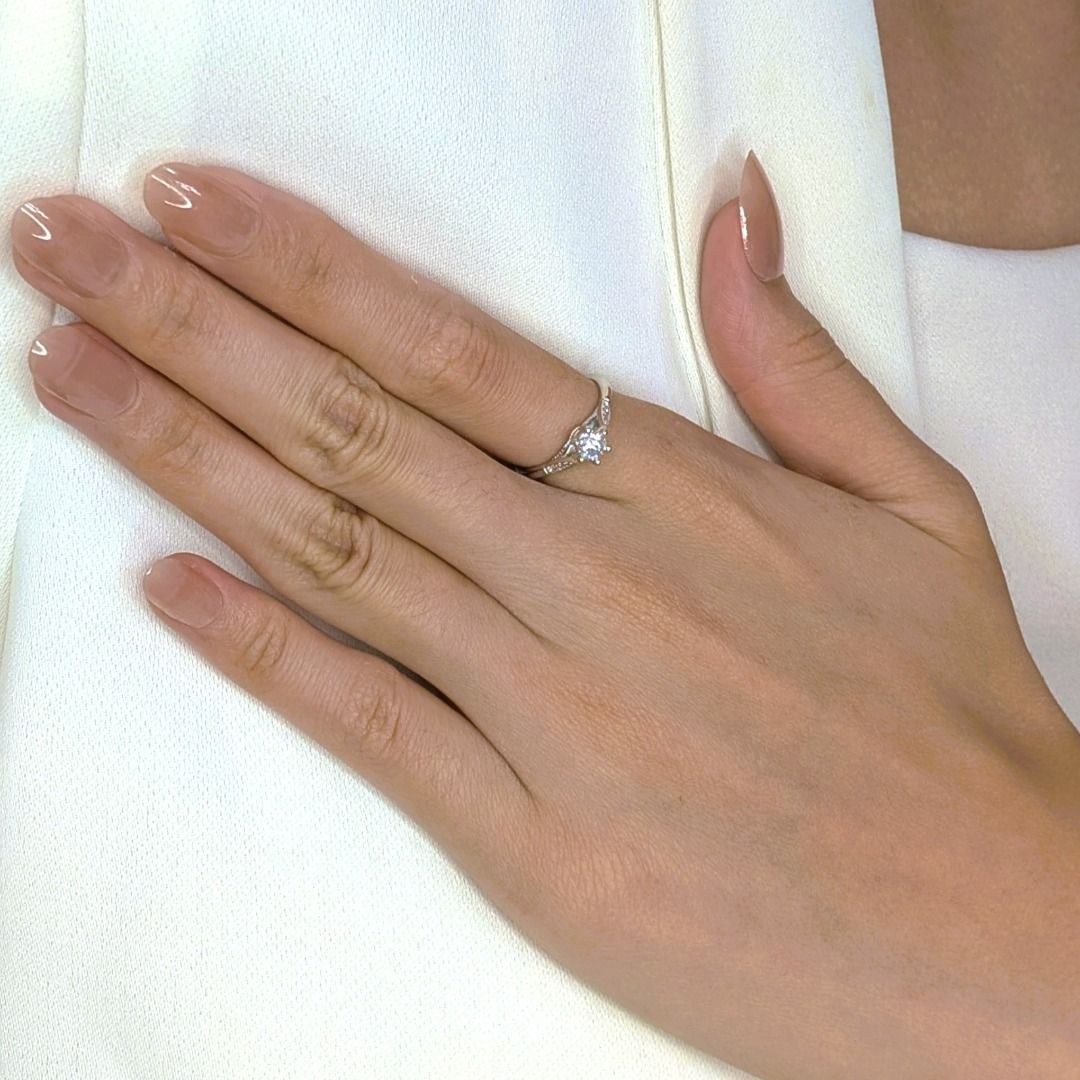 Gorgeous Solitaire Ring in 14k White Gold