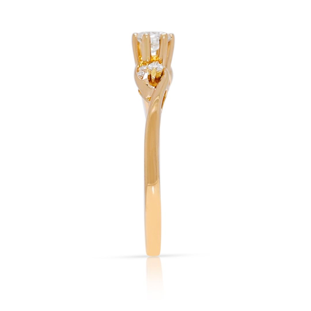 Graceful 0.18ct Natural Diamond Ring in 20K Yellow Gold