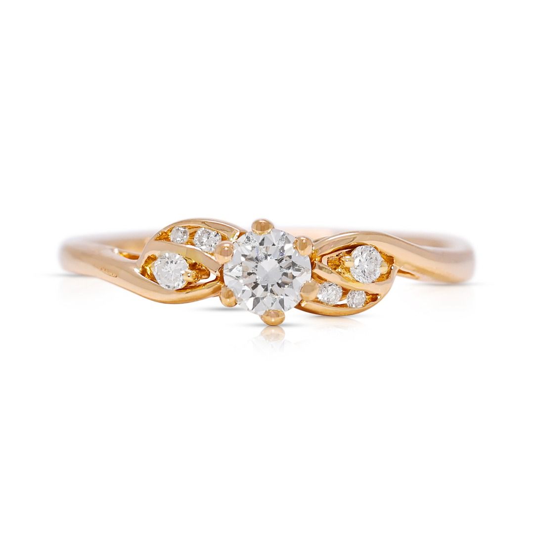Graceful 0.18ct Natural Diamond Ring in 20K Yellow Gold