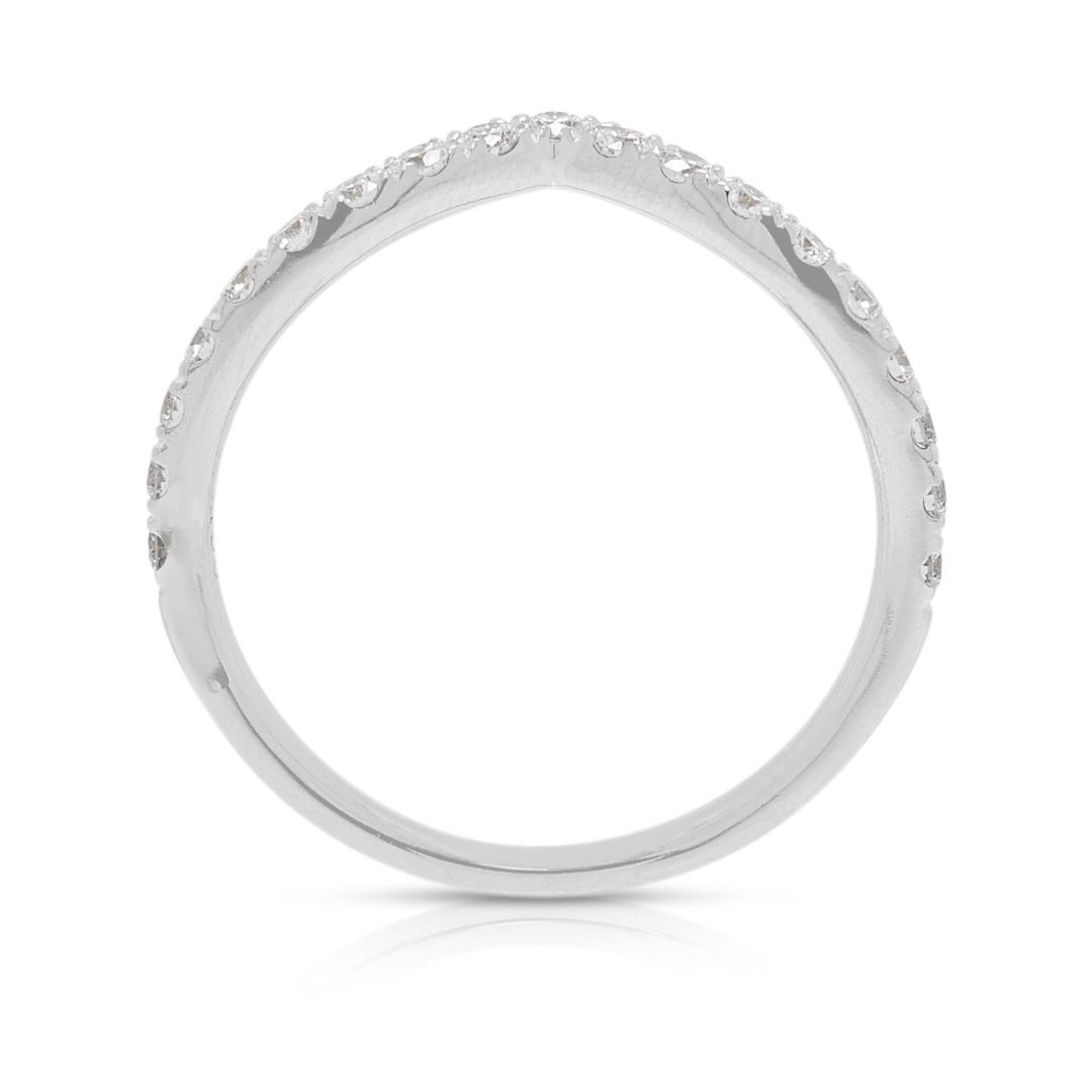 Graceful 0.20ct Diamonds Chevron Ring in 18K White Gold