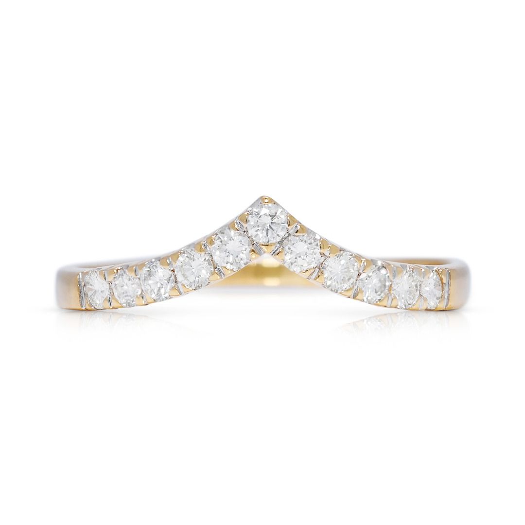 Graceful 0.22ct Chevron Diamond Ring in 20K Yellow Gold