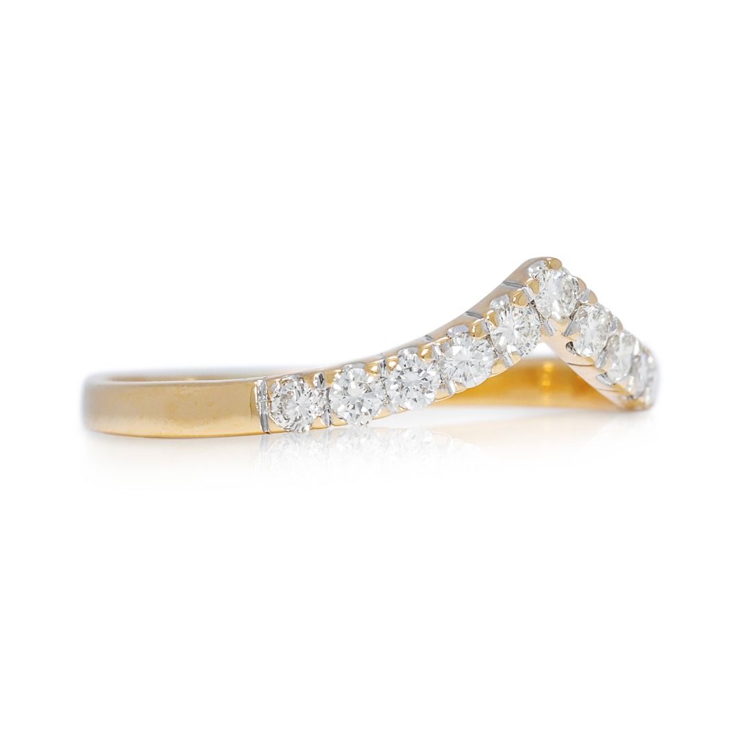 Graceful 0.22ct Chevron Diamond Ring in 20K Yellow Gold