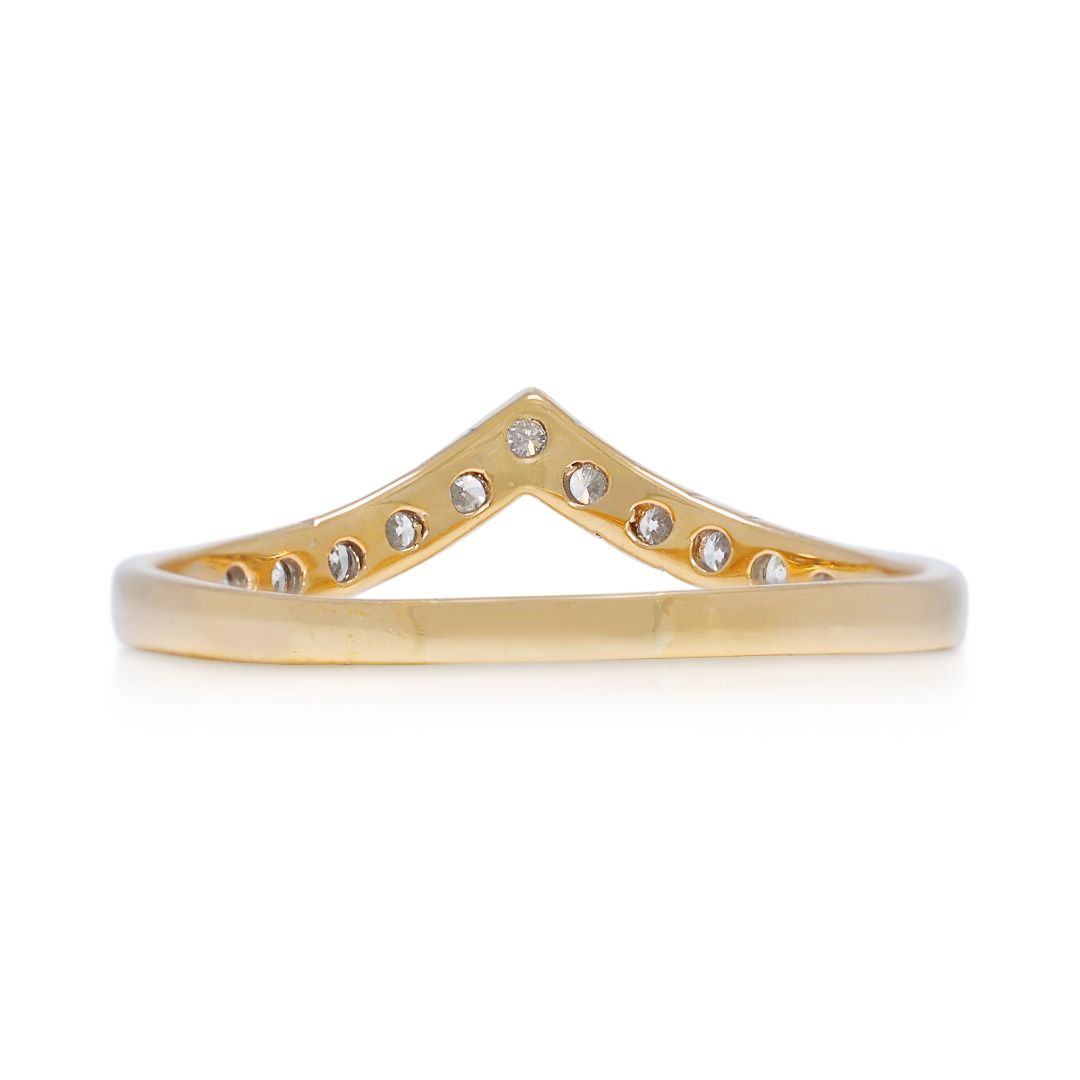 Graceful 0.22ct Chevron Diamond Ring in 20K Yellow Gold