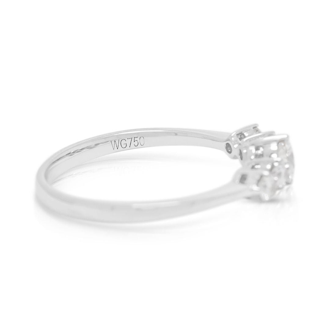 Graceful 0.28ct Five-Stone Diamond Ring in 18K White Gold