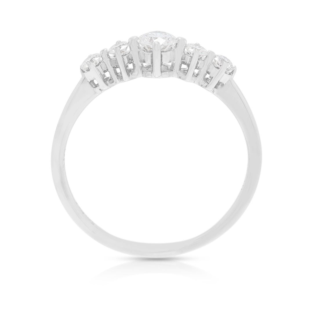 Graceful 0.28ct Five-Stone Diamond Ring in 18K White Gold