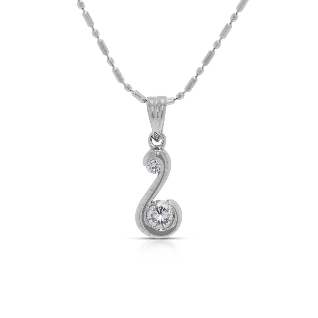 Graceful 0.2ct Natural Diamond 18K White Gold Necklace