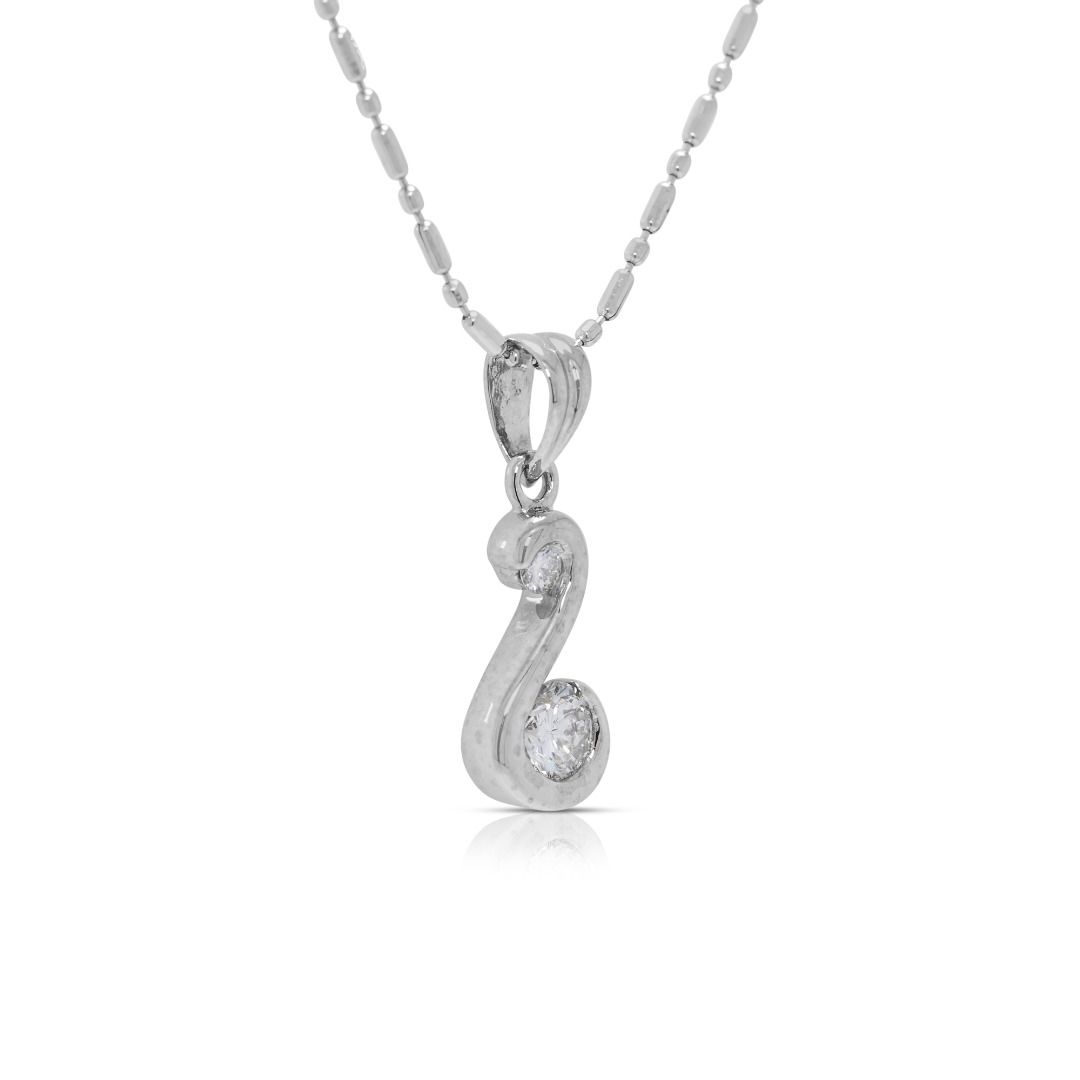 Graceful 0.2ct Natural Diamond 18K White Gold Necklace