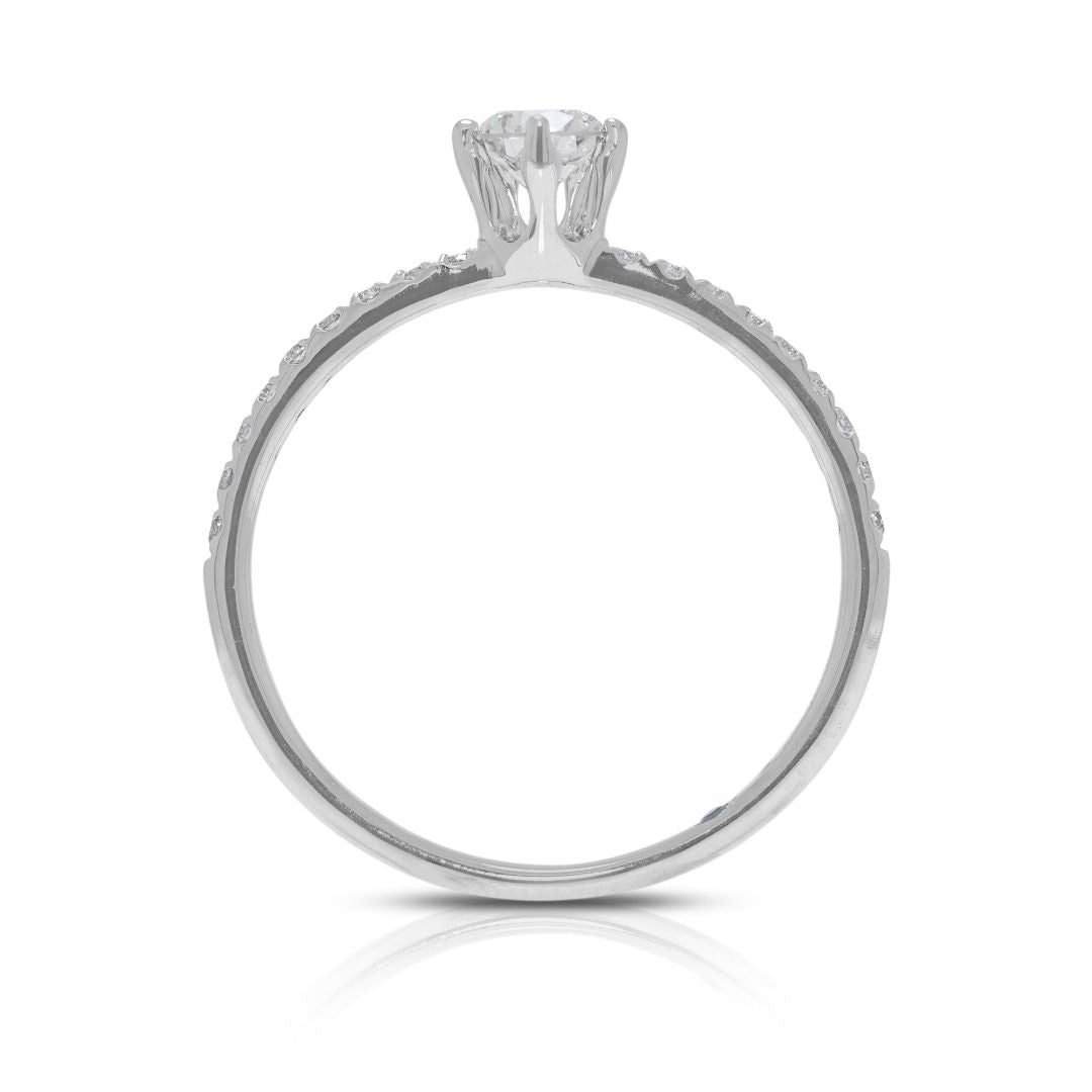 Graceful 0.32ct Natural Diamond Pave Ring in 14K White Gold