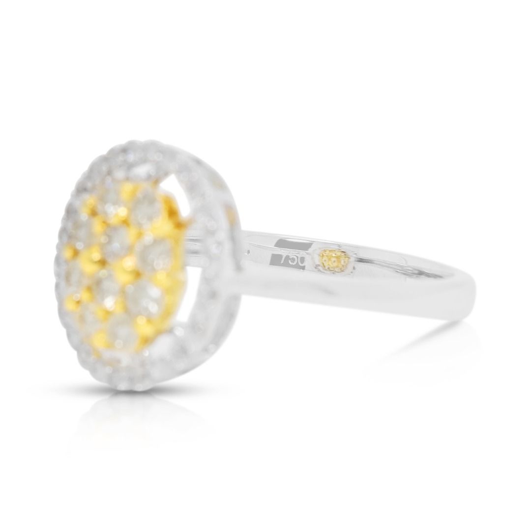 Graceful 0.42ct Natural Diamond Cluster Ring in 18K Two-Tone Gold (New)