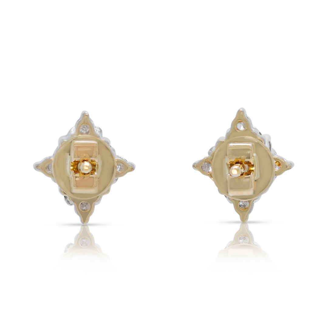 Graceful 0.44ct Sapphire & Diamond Studs in 18K Two-Toned Gold