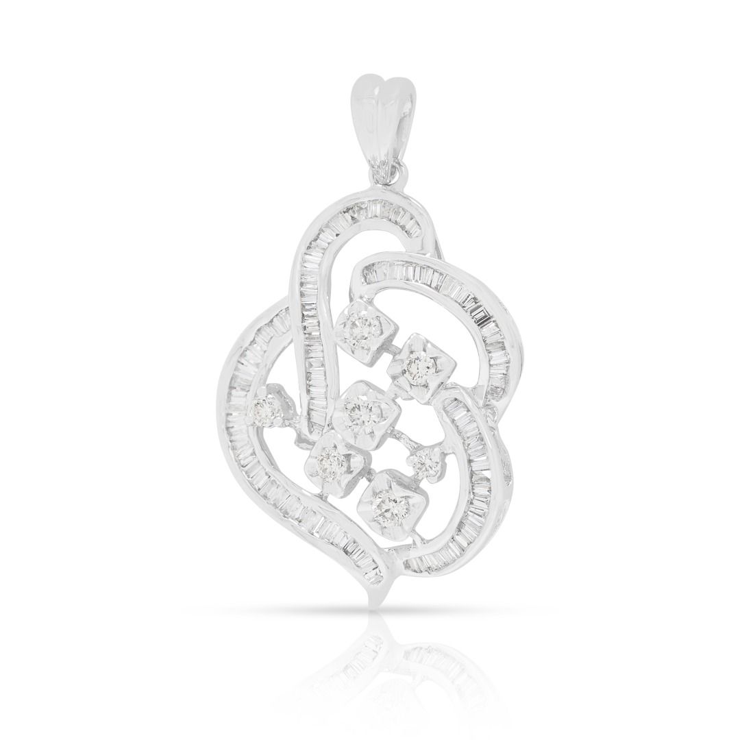 Graceful 0.61ct Diamond Flow Pendant in 9K White Gold (New)