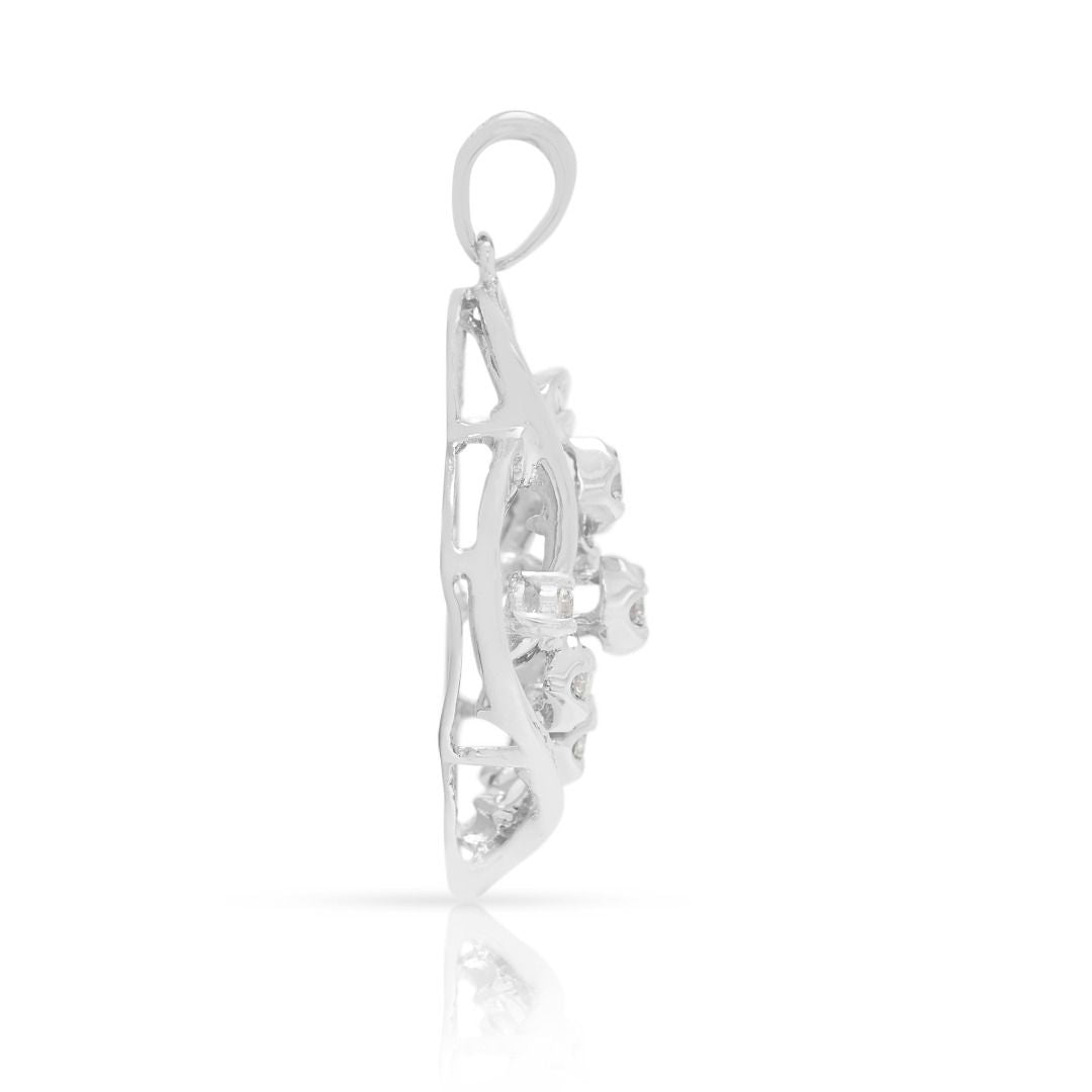 Graceful 0.61ct Diamond Flow Pendant in 9K White Gold (New)