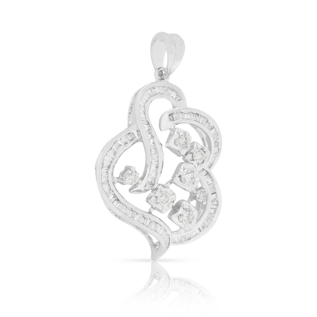 Graceful 0.61ct Diamond Flow Pendant in 9K White Gold (New)