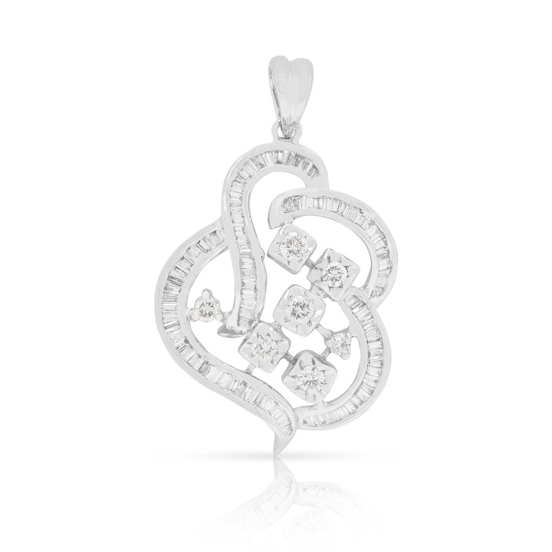 Graceful 0.61ct Diamond Flow Pendant in 9K White Gold (New)