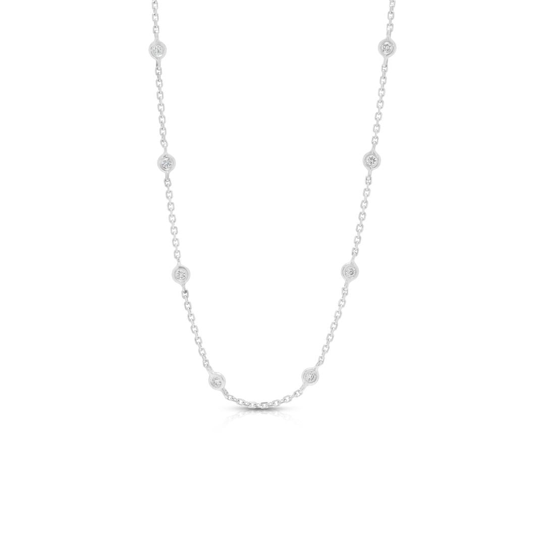 Graceful 0.63ct Round Diamonds Necklace in 18K White Gold