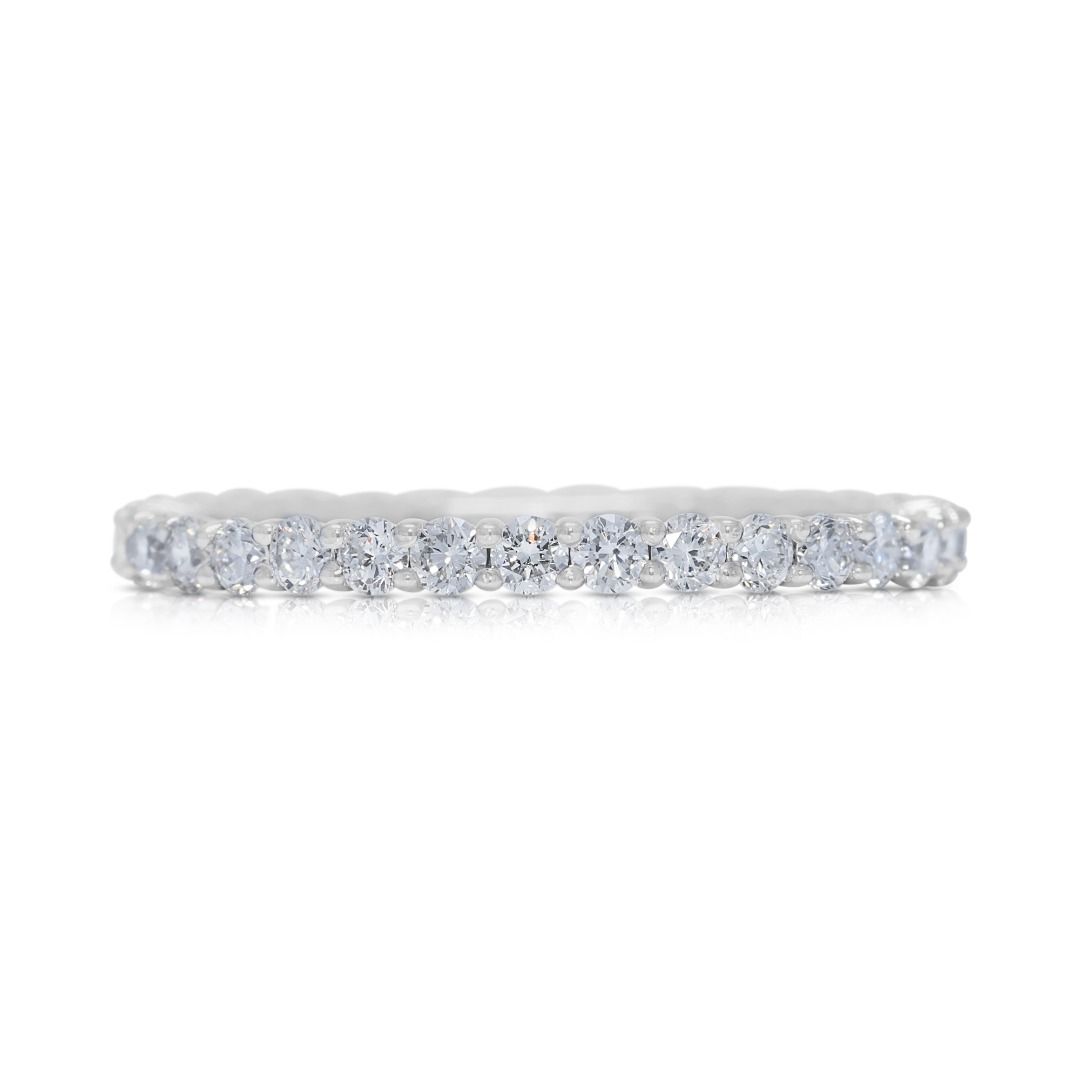 Graceful 0.76ct Natural Diamond Full Eternity 18k White Gold Ring (New-Unworn)