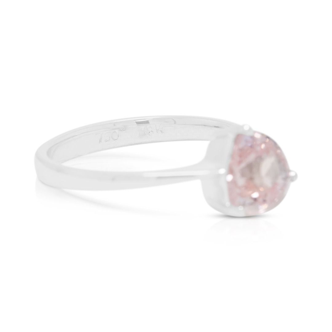 Anmutiger 1,1-Karat-Solitärring mit pinkfarbenem Saphir in 18K Weißgold