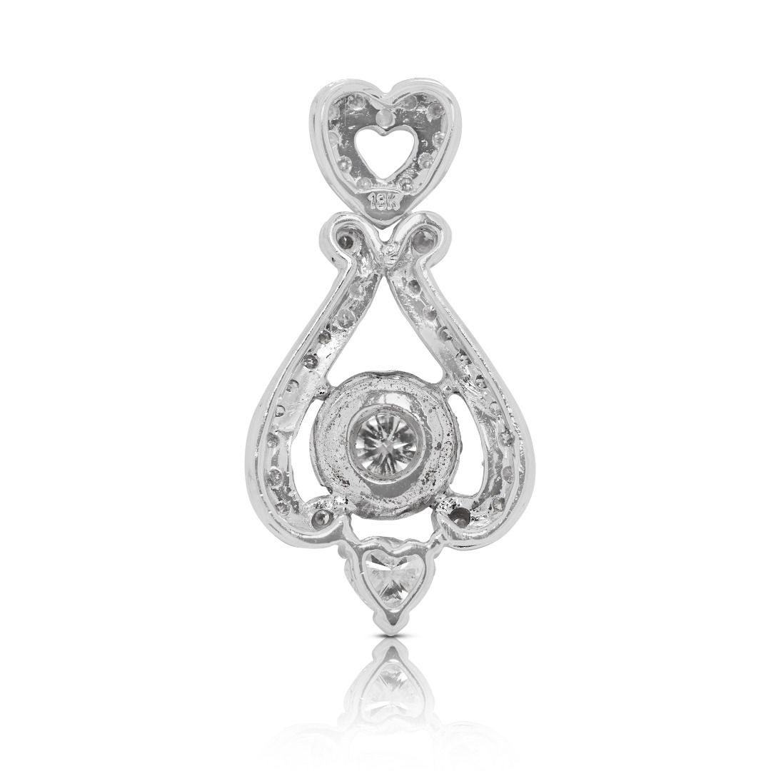 Graceful 1ct Natural Diamonds 18K White Gold Pendant (New-Unworn)