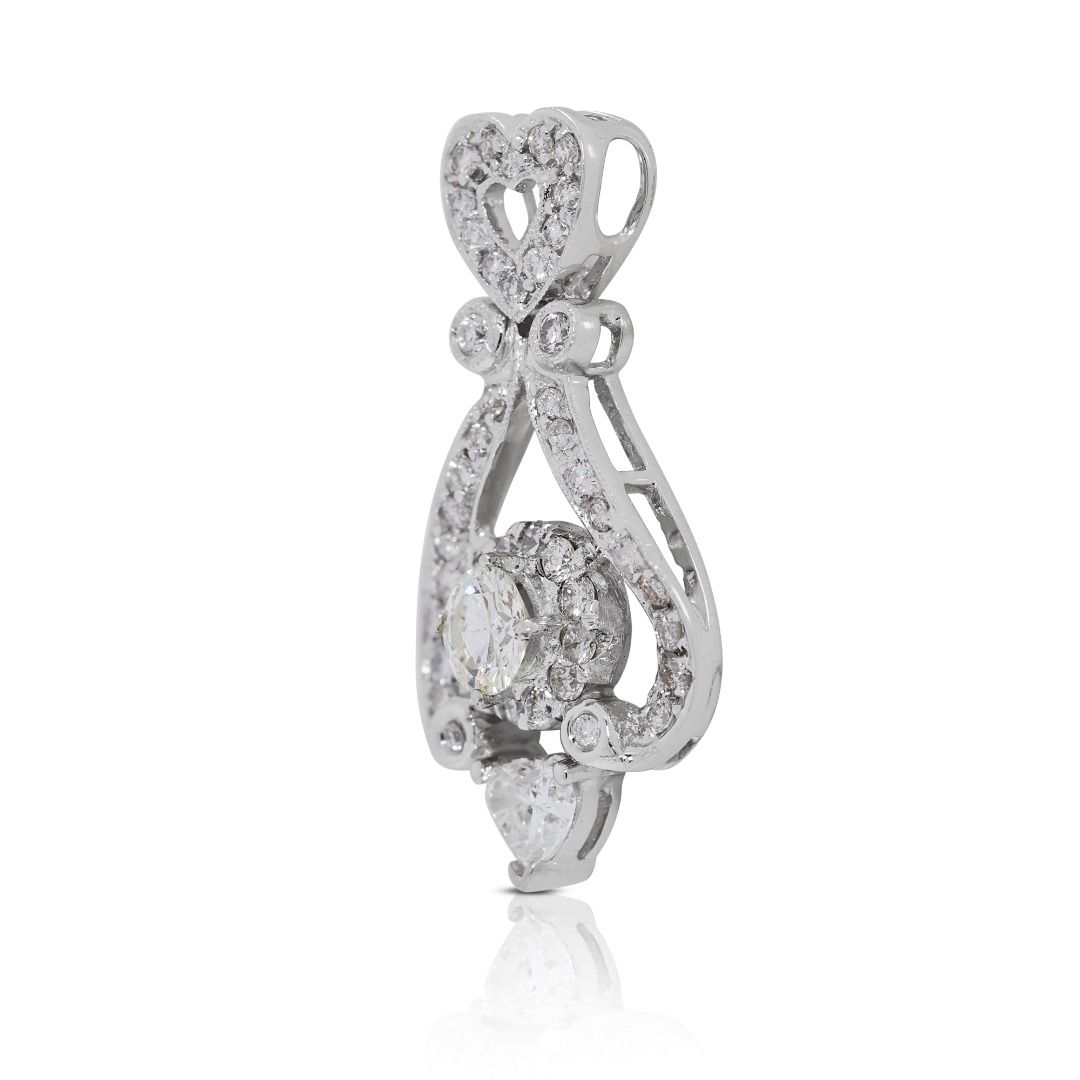 Graceful 1ct Natural Diamonds 18K White Gold Pendant (New-Unworn)