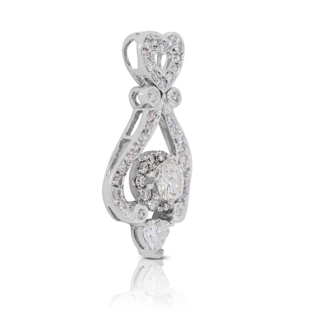 Graceful 1ct Natural Diamonds 18K White Gold Pendant (New-Unworn)