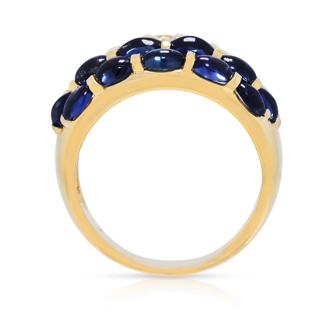 Graceful 1ct Sapphire & Diamond Ring in 18K Yellow Gold