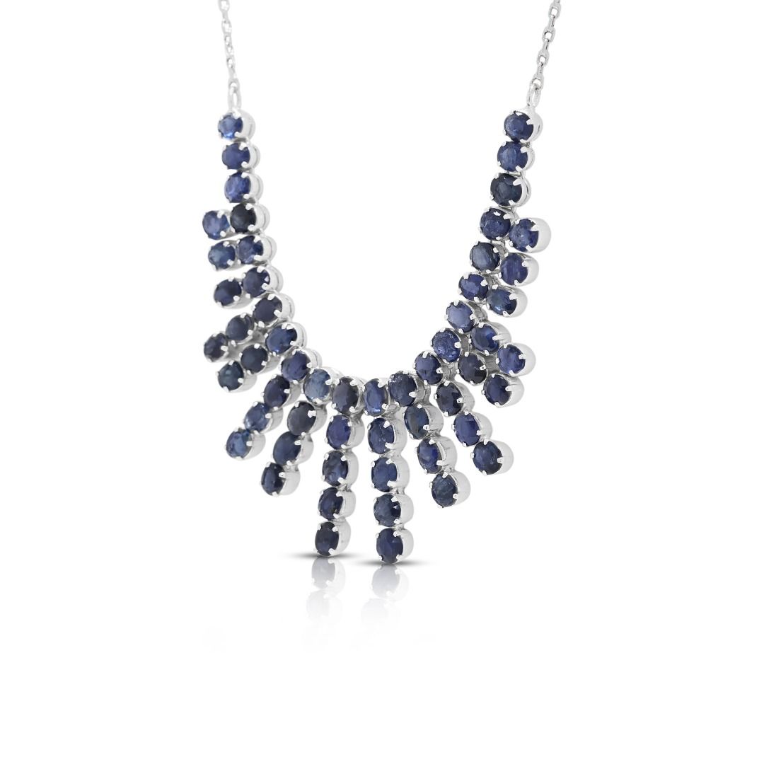 Graceful 2.24ct Sapphire Necklace in 18K White Gold