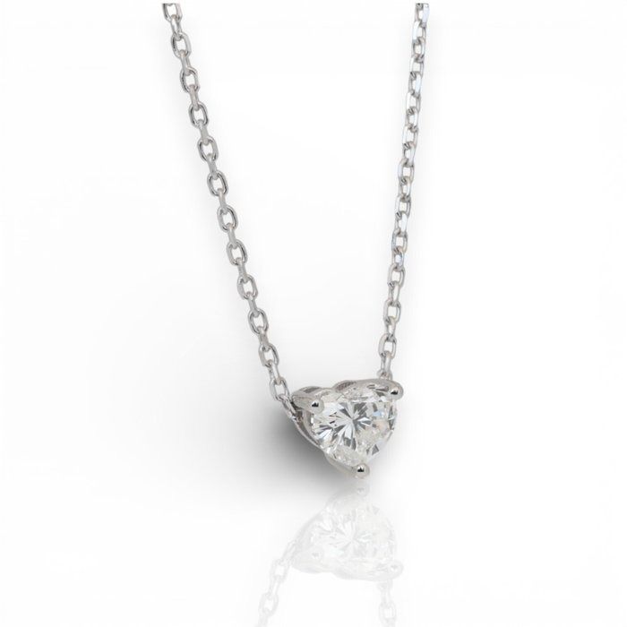IGI Certified 0.51ct Diamond Solitaire Necklace with Heart-Shaped Pendant in 18k White Gold