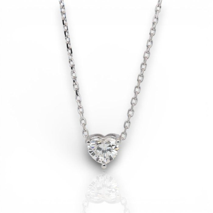 IGI Certified 0.51ct Diamond Solitaire Necklace with Heart-Shaped Pendant in 18k White Gold