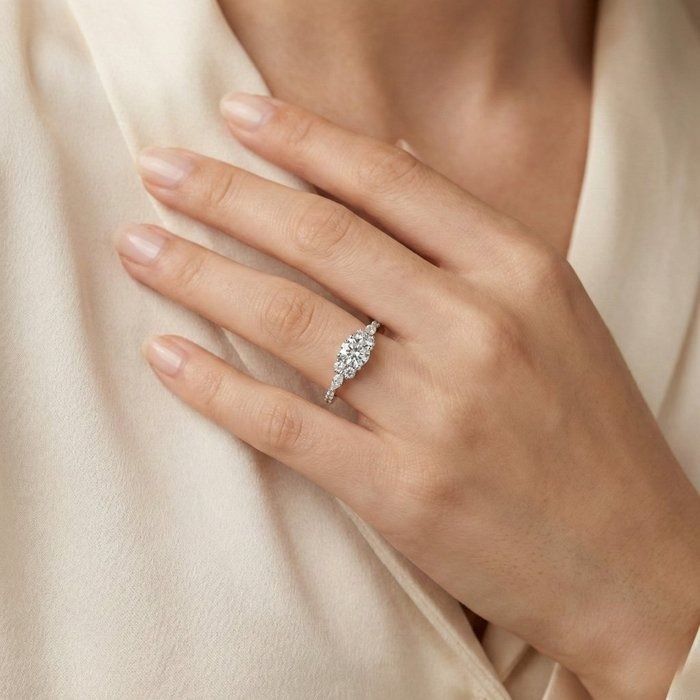 IGI Certified 1.08ct Diamonds Cluster Ring in 18k White Gold