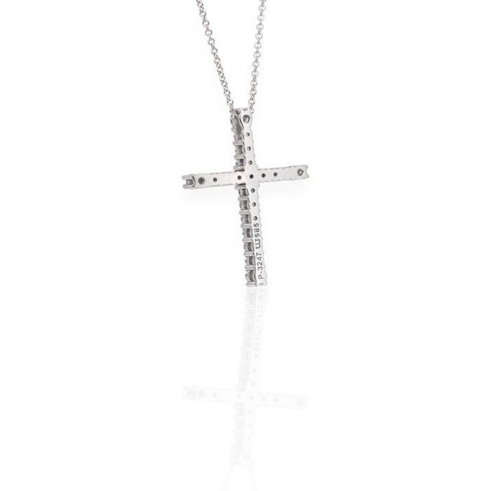 IGI Certified 1.51ct Diamonds Necklace with Cross Pendant in 14k White Gold