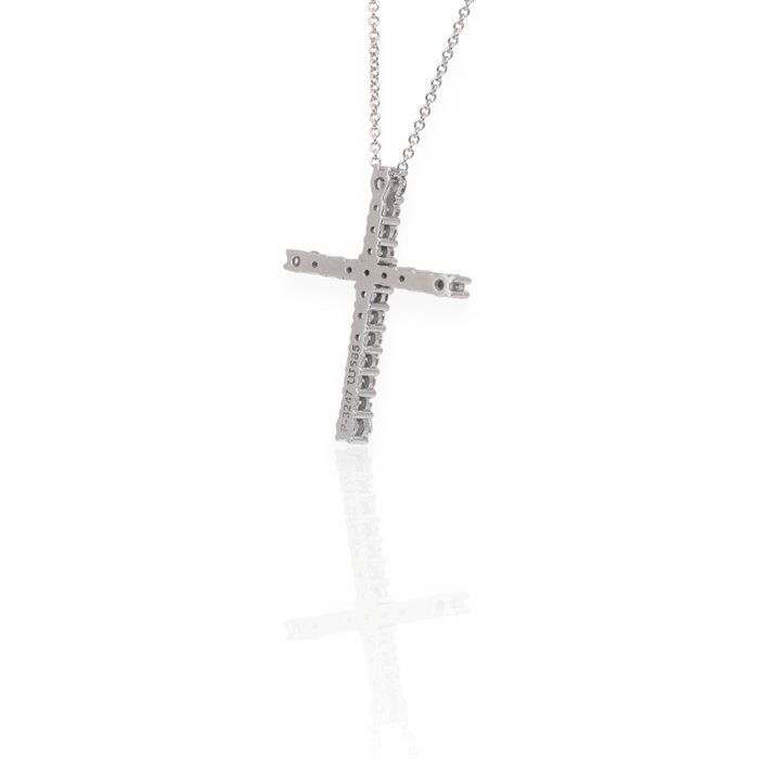 IGI Certified 1.51ct Diamonds Necklace with Cross Pendant in 14k White Gold