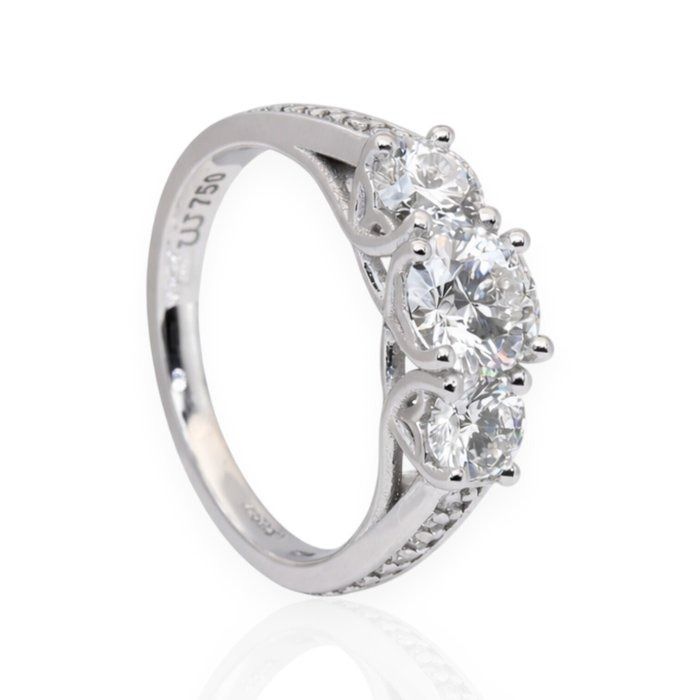 IGI Certified 1.55ct Diamonds 3-Stone Ring in 18k White Gold