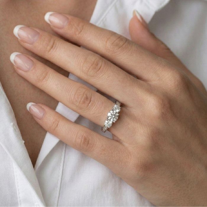 IGI Certified 1.55ct Diamonds 3-Stone Ring in 18k White Gold