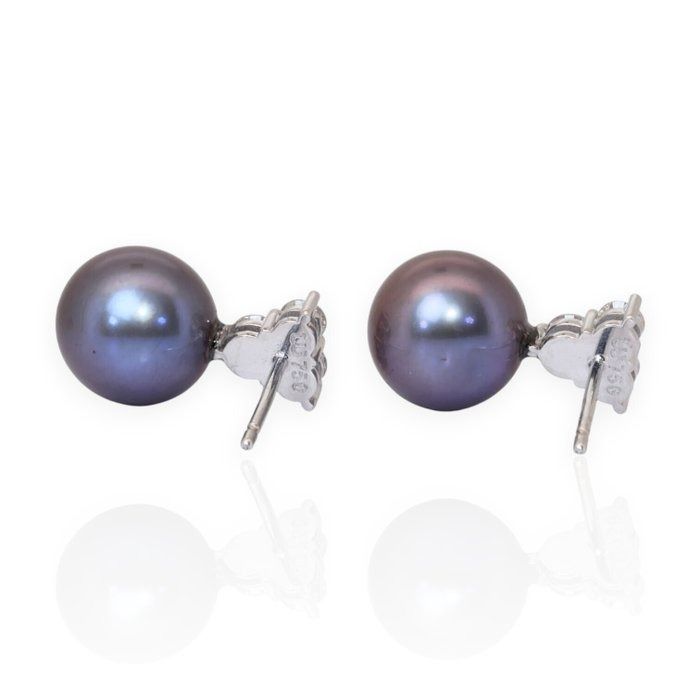 IGI Certified 17.50ct Fresh Water Cultured Pearls and Diamonds Earrings in 18k White Gold
