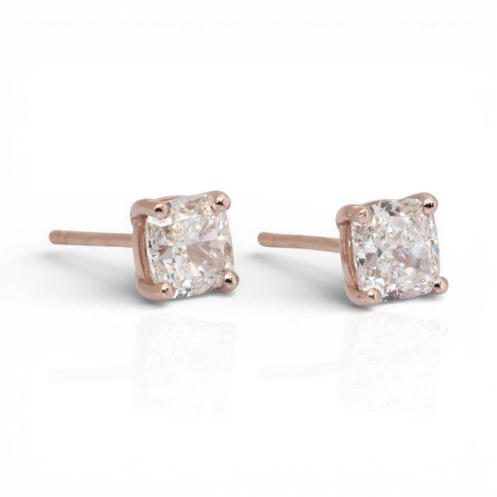 IGI Certified 2.01ct Diamonds Stud Earrings in 18k Rose Gold