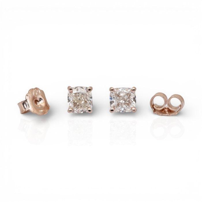 IGI Certified 2.01ct Diamonds Stud Earrings in 18k Rose Gold