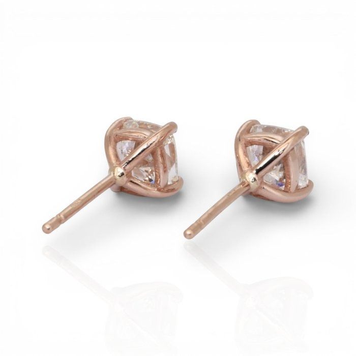 IGI Certified 2.01ct Diamonds Stud Earrings in 18k Rose Gold
