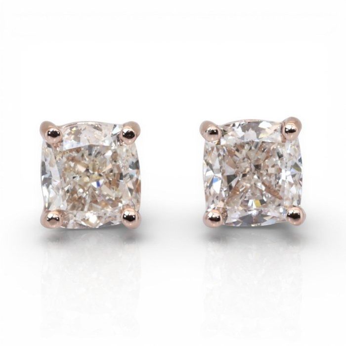 IGI Certified 2.01ct Diamonds Stud Earrings in 18k Rose Gold