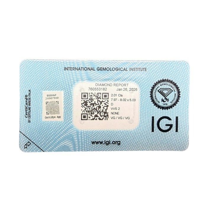 IGI Certified 2.01ct Round-Shaped Diamond