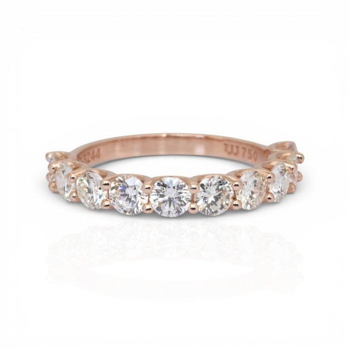 IGI Certified 2.03ct Diamonds Half-Eternity Ring in 18k Rose Gold