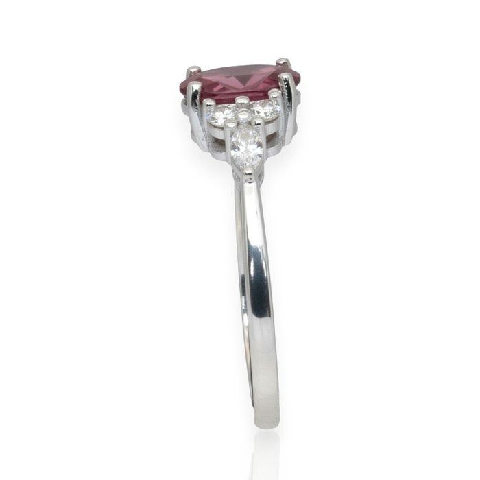 IGI Certified 2.27ct Rubellite and Diamonds 7-Stone Ring in 18k White Gold