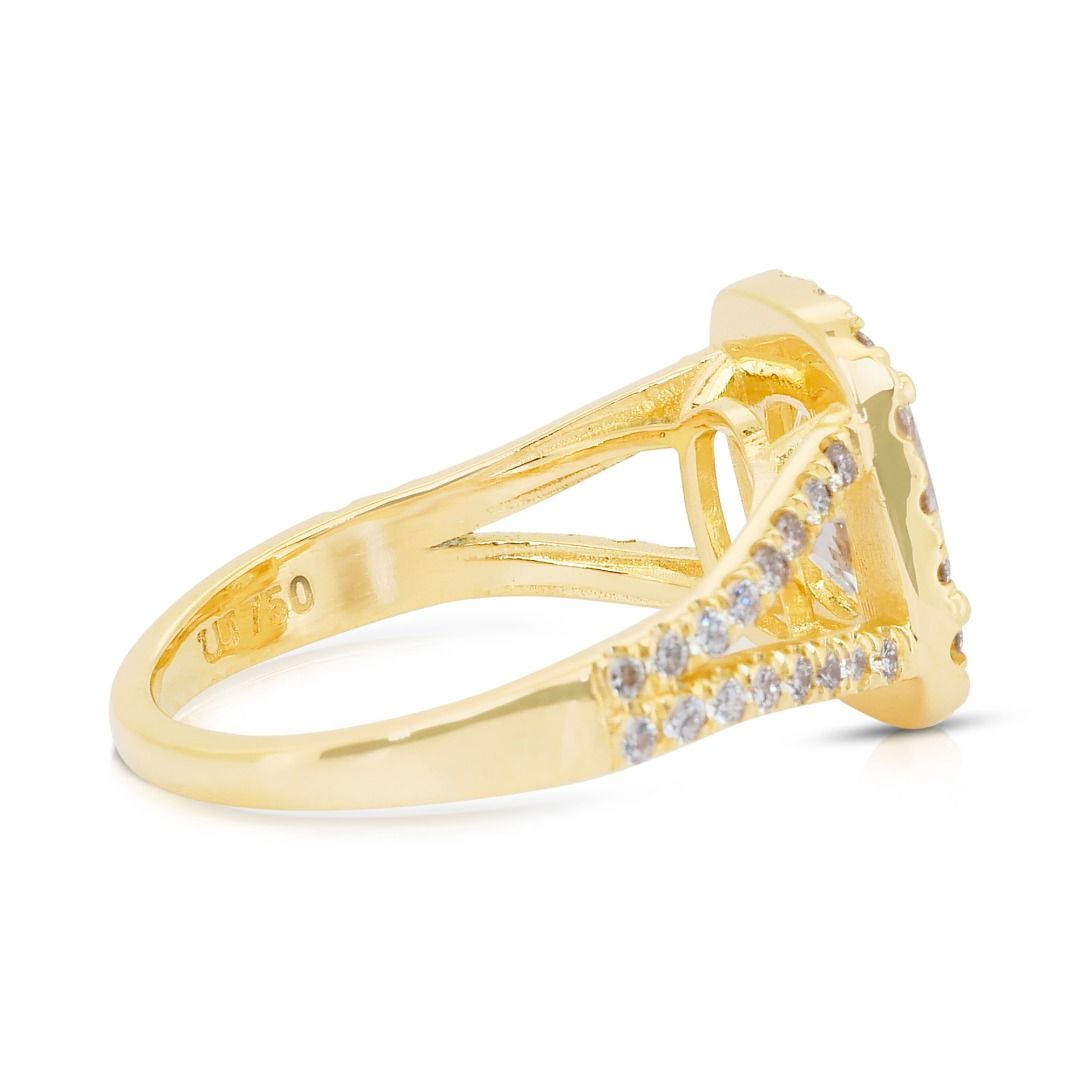 IGI Certified 2.43ct Diamonds Halo Ring in 18k Yellow Gold