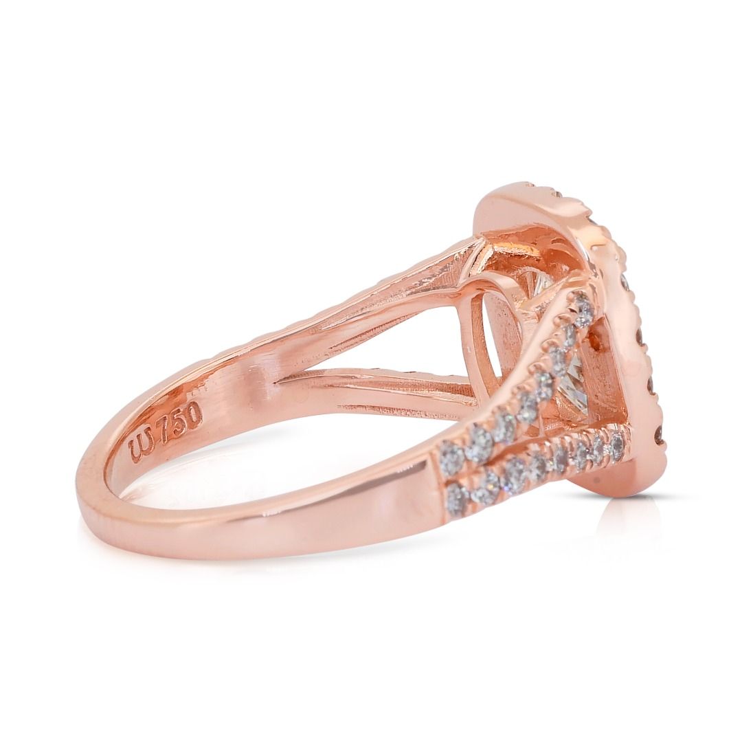 IGI Certified 2.45ct Diamonds Halo Ring in 18k Rose Gold