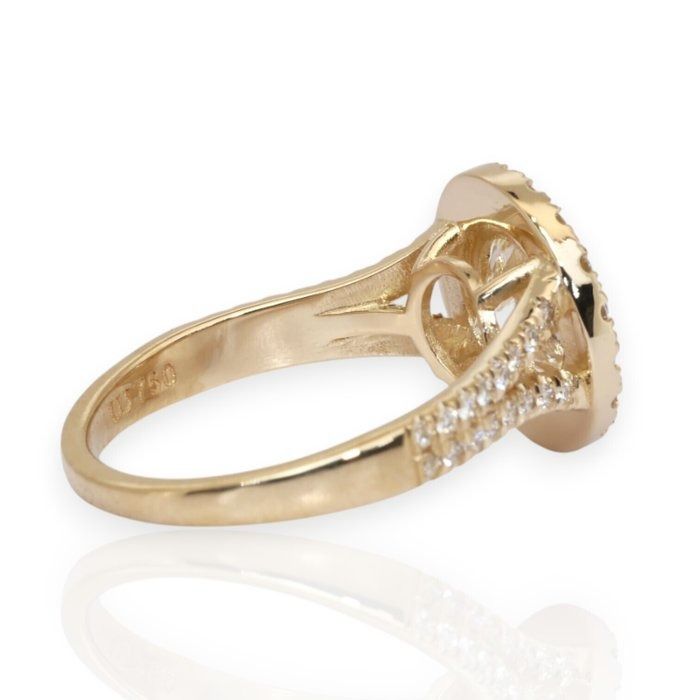 IGI Certified 2.66ct Diamonds Halo Ring in 18k Yellow Gold