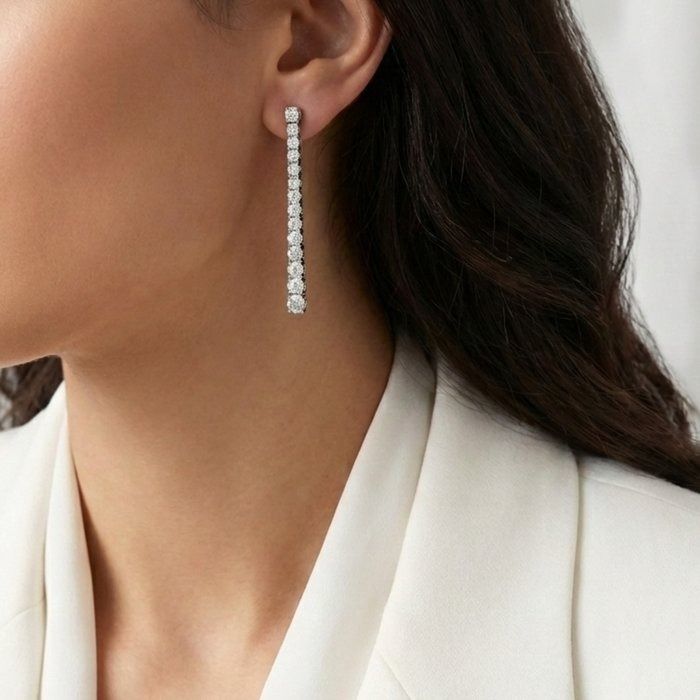 IGI Certified 2.76ct Diamonds Drop Earrings in 18k White Gold