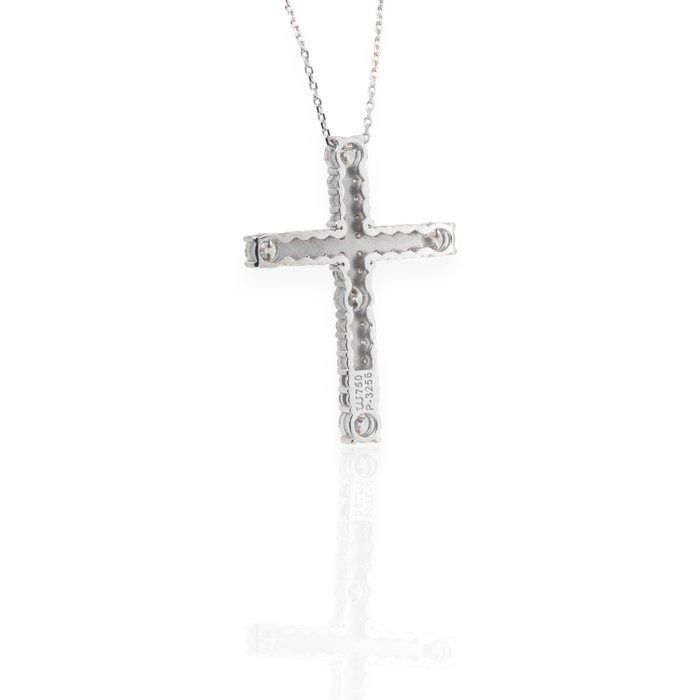 IGI Certified 3.45ct Diamonds Necklace with Cross Pendant in 18k White Gold
