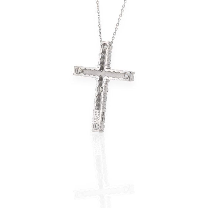 IGI Certified 3.45ct Diamonds Necklace with Cross Pendant in 18k White Gold