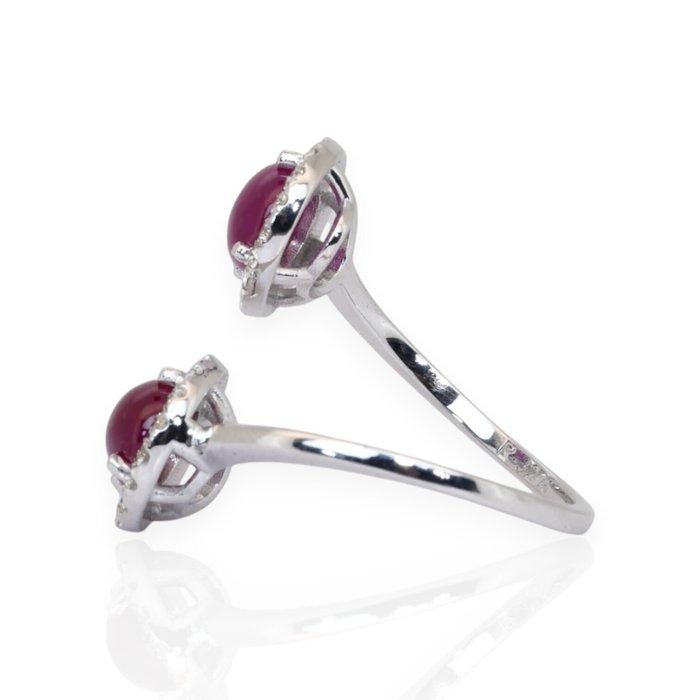 IGI Certified 3.81ct Rubies and Diamonds Ring in 18k White Gold