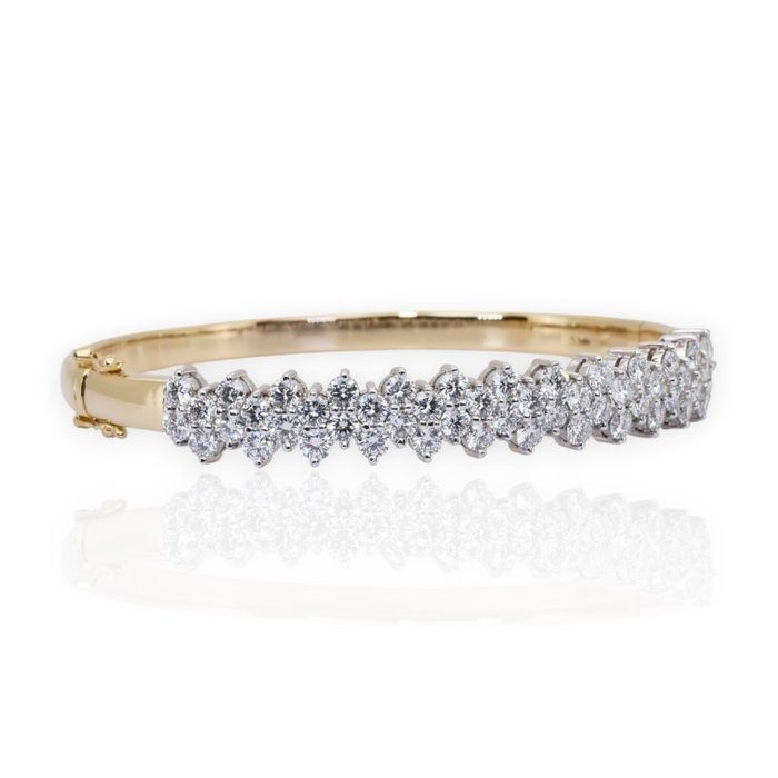 IGI Certified 4.18ct Diamonds Bangle in 18k White & Yellow Gold